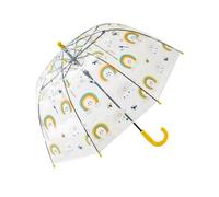 Rhomba Ombrello trasparente a bolla trasparente trasparente per bambini e bambini leggeri 8 Fibre Ribs Cute Dome See Through Perfect for Walking Kids Umbrella for Child, Giallo arcobaleno, S