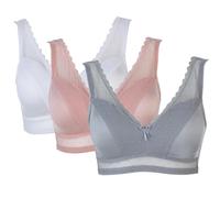Rhonda Shear 514144 Rete Pois Pin-Up 3-pack Reggiseno, Bianco/Rosa / Grey, Size