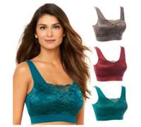 Rhonda Shear Pizzo Sovrastrato 3-pack Reggiseno 557-604 Incantato Forest, Size S