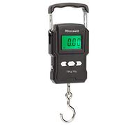 Rhorawill Bilancia da Pesca, 75 kg / 165 Ibs Pesa Valigie Digitale Portatile con Display LCD Retroilluminato, con Metro Nastro e 2 Batterie AAA,per Pesca All'aperto