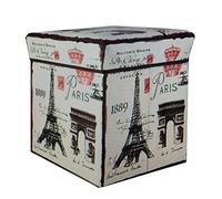 RHP Pouf con vano portaoggetti a cubo - Pouf pieghevole con contenitore marrone 30 x 30 x 30 x 30 cm (Torre Eiffel)