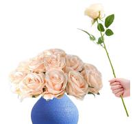 RHQFDM 12 Pezzi Rose Artificiali,51cm Rose Finte per Decorazioni,Fiori Artificiali di Seta,Rose Artificiali Realistiche,Rose Finte per Decorazione Della Casa,Giardino e Matrimonio(Champagne Chiaro)
