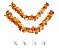 RHQFDM 2 Pezzi 178cm Decorazioni Autunnali Foglia Foglie Autunnali Finte per Decorazioni Ghirlanda Autunnale Per Matrimoni,Giardini e Decorazioni di Halloween,con Gancio Gutoadesivo 3