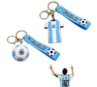 RHQFDM 2 Pezzi 3D Portachiavi da Calcio Portachiavi in Maglia Messi Portachiavi da Calcio per Bambini Portachiavi Maglia Argentina N.10 Portachiavi per Gli Appassionati di Calcio