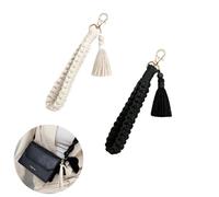 RHQFDM 2 Pezzi Macramé Portachiavi intrecciato Portachiavi donna Tassel Hanging Rope Keychain Portachiavi corto Utilizzato per appendere le chiavi dell'auto e telefoni cellulari