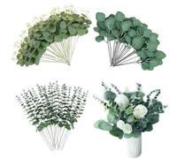 RHQFDM 30 rami di eucalipto artificiali in plastica verde, piante di eucalipto decorazione rami artificiali foglie decorazione per matrimoni, giardini, ufficio (3 stili)