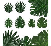 RHQFDM Foglie di Palma Artificiali 48 Pezzi Monstera Verde per Decorazioni Tropicali Hawaii, Spiaggia, Giungla Party - 6 Dimensioni