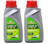 Rhutten, Olio Garden per Attrezzi da Giardino, per Motori 4Tempi SAE 30, Minerale, 600ml (Confezione da 2)
