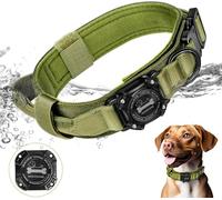 RHXOFYANG Collare tattico per cani, impermeabile, design con supporto Airtag, durevole e regolabile, in nylon, resistente fibbia in metallo con manico, per accessori per l'addestramento dei cani di