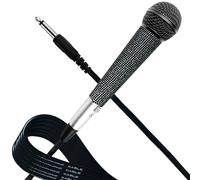 RhymKawa Microfono vocale 58 con cavo XLR, corpo in pressofusione nera e manico con strass scintillanti, per KTV, canto, DJ, chiesa, presentazione, registrazione