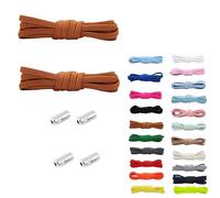 Rhys 2 Set Paia Elastici Lacci con Chiusura in Metallo, 100cm No Tie Lacci delle Scarpe Lacci Senza Nodo, per Scarpe da Ginnastica,Scarpe da Corsa, Scarpe Casual (Marrone)