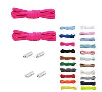 Rhys 2 Set Paia Elastici Lacci con Chiusura in Metallo, 100cm No Tie Lacci delle Scarpe Lacci Senza Nodo, per Scarpe da Ginnastica,Scarpe da Corsa, Scarpe Casual (Rosso Rosa)