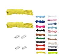 Rhys 2 Set Paia Elastici Lacci con Chiusura in Metallo, 100cm No Tie Lacci delle Scarpe Lacci Senza Nodo, per Scarpe da Ginnastica,Scarpe da Corsa, Scarpe Casual (Giallo)