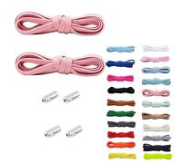 Rhys 2 Set Paia Elastici Lacci con Chiusura in Metallo, 100cm No Tie Lacci delle Scarpe Lacci Senza Nodo, per Scarpe da Ginnastica,Scarpe da Corsa, Scarpe Casual (Rosa Chiaro)