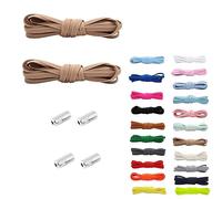 Rhys 2 Set Paia Elastici Lacci con Chiusura in Metallo, 100cm No Tie Lacci delle Scarpe Lacci Senza Nodo, per Scarpe da Ginnastica,Scarpe da Corsa, Scarpe Casual (Colore Kaki)