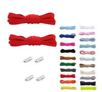 Rhys 2 Set Paia Elastici Lacci con Chiusura in Metallo, 100cm No Tie Lacci delle Scarpe Lacci Senza Nodo, per Scarpe da Ginnastica,Scarpe da Corsa, Scarpe Casual (Rosso)