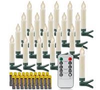 Rhytsing 20 Avorio Candele a Clip Natalizie Design Gocciolante per Albero di Natale, Candele LED a Batteria con Timer e Telecomando, Batterie Incluse - H 10,5 cm