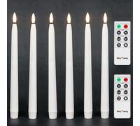 Rhytsing 6 Candele Coniche Bianche a Batteria con Timer, Candele LED Lunghe di Plastica per Natale, 2 Telecomandi Incluse - H 28 cm