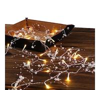 Rhytsing Ghirlanda di 36 LED con perle bianche, a batteria, con funzione timer, decorazione per matrimoni, feste di Natale, eventi, 4,5 m