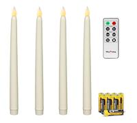 Rhytsing Set di 4 Candele a Led Bianco Coniche con Telecomando e Batterie, Natale Decorazione Luminosa Uso Interno H 27,5cm