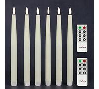 Rhytsing Set di 6 Candele a Led Avorio Coniche Telecomando e Batterie, Natale Decorazione Luminosa Uso Interno H 29 cm