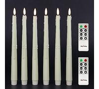 Rhytsing Set di 6 candele a led coniche avorio dal design gocciolante con telecomando e batterie, decorazione luminosa natalizia per interni H 29 cm