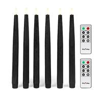 Rhytsing Set di 6 Candele a Led Nero Coniche con 2 telecomando, Halloween Decorazione luminosa Uso Interno H 29cm