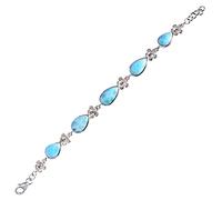RI-5826 Bracciale in argento sterling 925 con larimar naturale e quarzo blu, pietra, Larimar e quarzo blu