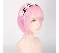 Ri: Zero Inizia la vita in un altro mondo Rem Ram Copricapo sintetico termoresistente Copricapo Cosplay Prop Halloween + Ram parrucca gratis (entrambi)