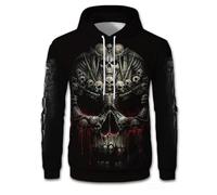 RIAAJ Felpa con cappuccio da uomo con teschio, a maniche lunghe, per autunno e Halloween, con teschio, Gothic5, S
