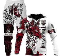 RIAAJ Felpa con cappuccio unisex con stampa 3D lupo con cappuccio e pantaloni, Wolf1., M