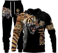 RIAAJ Lion Tiger Colour Jogging Tuta sportiva da uomo con cappuccio, A4., XL