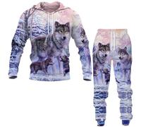RIAAJ Teschio wolf - Tuta da jogging da uomo con cappuccio e pantaloni, Tuta da allenamento 10, L