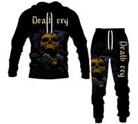 RIAAJ Teschio wolf - Tuta da jogging da uomo con cappuccio e pantaloni, Tuta da allenamento 2, XL
