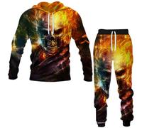 RIAAJ Teschio wolf - Tuta da jogging da uomo con cappuccio e pantaloni, Tuta da allenamento 4, XXXL