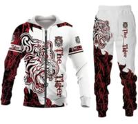 RIAAJ Tuta da uomo leone lupo 3D stampata con cappuccio pantaloni tuta uomo autunno tempo libero tuta animali, A5, L