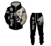 RIAAJ Tuta sportiva da uomo, con leone, con chiusura lampo, 2 pezzi, Maglione5, XXL