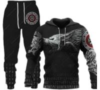 RIAAJ Wolf tiger Lion - Tuta sportiva da uomo, con cappuccio e pantaloni, Wolf2., XXL