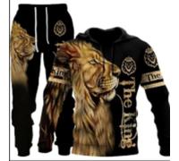 RIAAJ Wolf tiger Lion - Tuta sportiva da uomo, con cappuccio e pantaloni, Wolf3., M