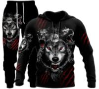 RIAAJ Wolf tiger Lion - Tuta sportiva da uomo, con cappuccio e pantaloni, Wolf6., XXXXL