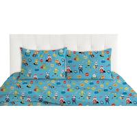 Riad Arredo Completo Letto Bambini Kids Singolo 100% Cotone - Set Lenzuola 1 Piazza Morbide (Supereroi Aqua)