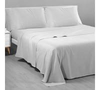 Riad Arredo Completo Letto Tinta Unita 100% Cotone Italiano Morbido Mano Percalle - Set Lenzuola Delicate Artigianale Made in Italy (Ghiaccio, Singolo)
