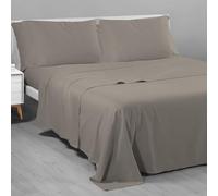 Riad Arredo Completo Letto Tinta Unita 100% Cotone Italiano Morbido Mano Percalle - Set Lenzuola Delicate Artigianale Made in Italy (Tortora, Matrimoniale Standard)