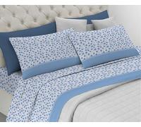 Riad Arredo Set Completo Letto 100% Cotone Morbido - Set Lenzuola con federe Mano Delicata Made in Italy (Miry Azzurro, Matrimoniale Maxi)