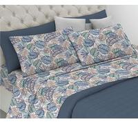 Riad Arredo Set Completo Letto 100% Cotone Morbido - Set Lenzuola con federe Mano Delicata Made in Italy (Brasil Blu, Matrimoniale Maxi)