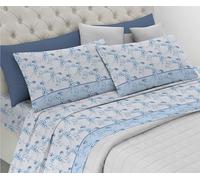 Riad Arredo Set Completo Letto 100% Cotone Morbido - Set Lenzuola con federe Mano Delicata Made in Italy (Lara Azzurro, Matrimoniale Maxi)