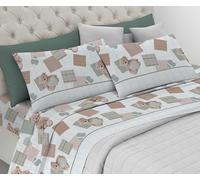 Riad Arredo Set Completo Letto 100% Cotone Morbido - Set Lenzuola con federe Mano Delicata Made in Italy (Teddy Salvia, Singolo)