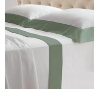 Riad Arredo Set Completo Letto Matrimoniale in 100% Cotone 180TC Italiano PERCALLE e Balze RASO - Set Lenzuola Morbidissime Tinta Unita con Balze in Raso SATIN Artigianali Made in Italy (Salvia)