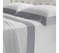 Riad Arredo Set Completo Letto Matrimoniale in 100% Cotone 180TC Italiano PERCALLE e Balze RASO - Set Lenzuola Morbidissime Tinta Unita con Balze in Raso SATIN Artigianali Made in Italy (Grigio)