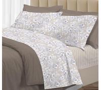 Riad Arredo Set Completo Letto Matrimoniale Standard 100% Cotone Percalle Italiano - Set Lenzuola Morbido Delicato Made in Italy - Indie Beige